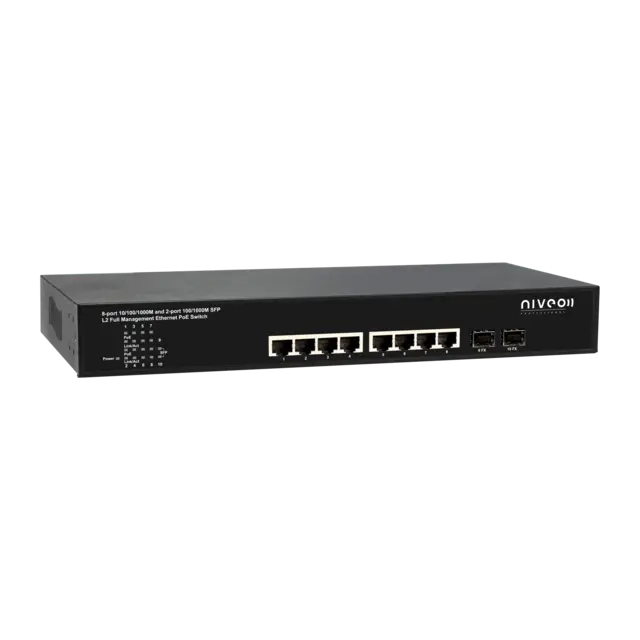 NIVEO 8 Port 2.5G Switch L2+ mgt, PoE+ 310W, 2x10G SFP+ 