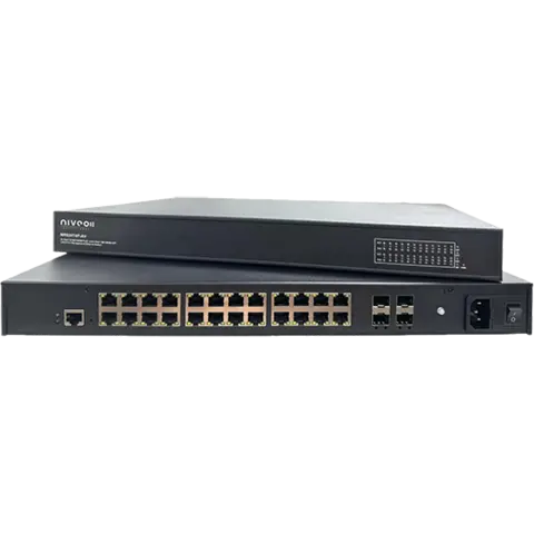NIVEO 24 Port 1G Switch, Rear L2+ managed, PoE+ 400W, 4x SFP 