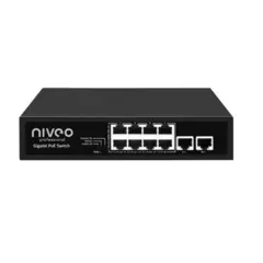 NIVEO 8 Port 1G Switch Unmanaged PoE+ 65W, 2x1G uplink