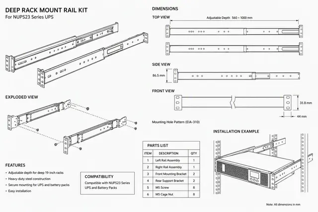 NIVEO UPS Rack Mount Kit Deep rack mount rail kit 