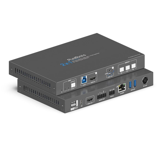 PureTools 2x1 USB-C / HDMI 100W PD USB-C/HDMI Presentation Switcher 100W PD 