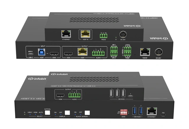 InfoBit - HDMI+USB-C KVM Switcher KIT 1xHDMI,1xUSB-B,1xUSB-C 60W 