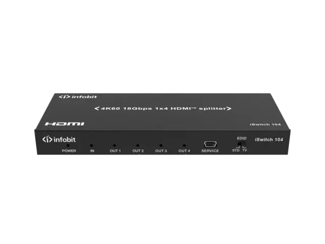 InfoBit - 1×4 HDMI 18Gbps 4K60 Splitter 4K2K@60Hz8-bit RGBYCbCr 4:4:4/YCBCR4:2:2 