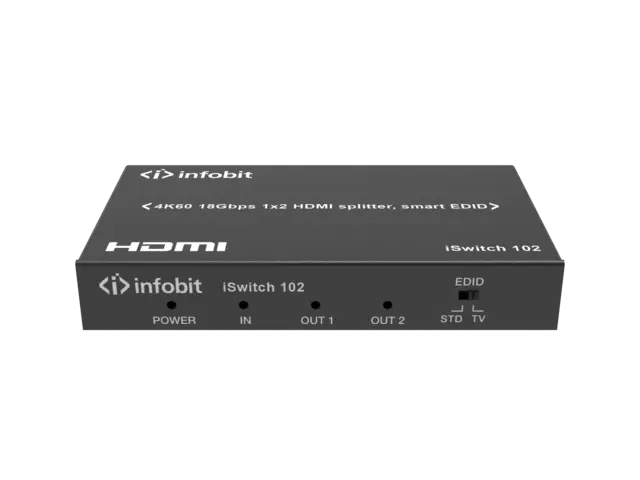 InfoBit - 1×2 HDMI 18Gbps 4K60 Splitter 4K2K@60Hz8-bit RGBYCbCr 4:4:4/YCBCR4:2:2 