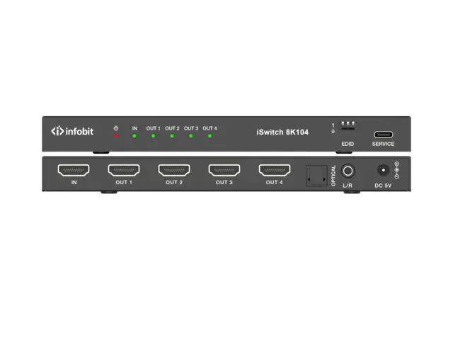 InfoBit - 8K HDMI 1x4 Splitter audio out 8K@60Hz 4:2:0 12bit, 4K@120Hz 4:4:4 