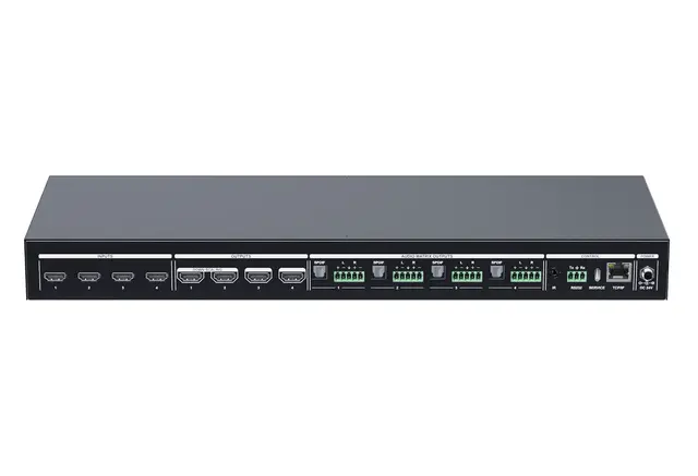 InfoBit - 4×4 HDMI matrix AUD OUT 4K@60 4:4:4 - IR, RS-232 or TCP/IP 