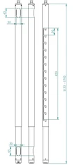 Euromet 1100-1780 mm forlenger for Arakno, hvit