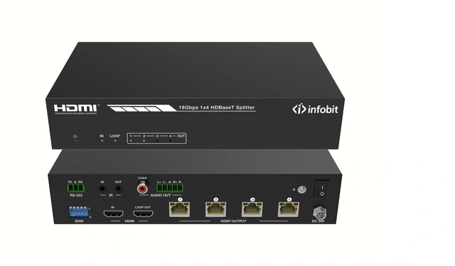 infobit - iSwitch 104H150 4x150m HDBT Rx 1x4 hdbt splitter med mottaker 