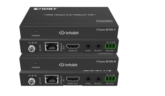 InfoBit - iTrans B70S HDBT Extender sett 70m1080P@60Hz; 40m 4K2K@50Hz.POC,HDR 