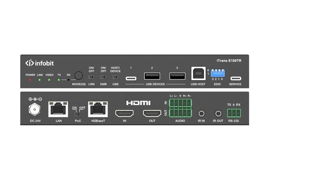 InfoBit - iTransE100TR - HDBT Transciver 4K60 HDBaseT 3.0 Transceiver with USB 2. 