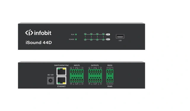 InfoBit - iSound 44D 4x4 Dsp Dante Dante 4×4,AEC,AFC,AGC,AMC,ANS 