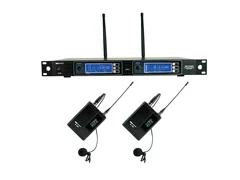 WorkPro - 2CH mikrofonsystem MR 2200/2 2xbeltesendere med mygg, 610 - 640 MHz