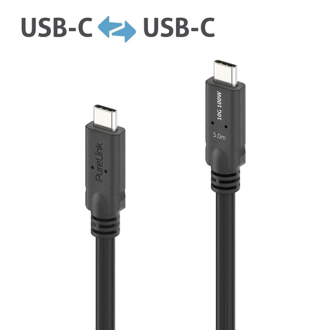 Purelink USB 3.2  Micro Coax USB-C Cable 5Mtr, 10Gbps, 100W