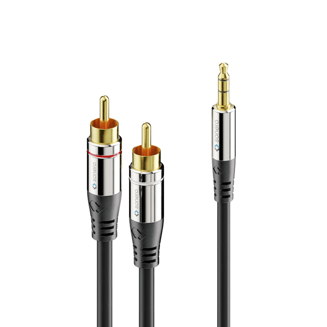 SoneroPremium stereo minijack-phono 10m 3.5mm/2xRCA, trippel skjerm, 4.0mm PVC 