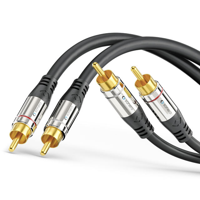 SoneroPremium stereo phono-phono 10m 2xRCA/2xRCA, trippel skjerm, 4.0mm PVC 