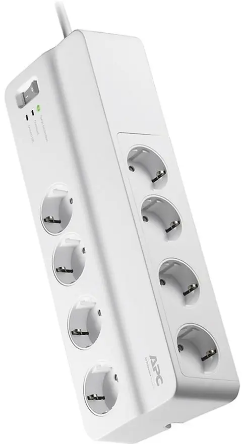 Overspenningsvern, 8-veis, 1.8meter 2300W maks, automatsikring, CEE 