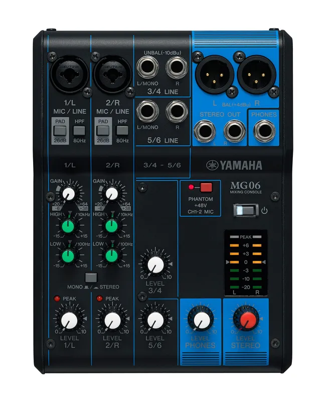 Yamaha Analog mixer, max 2 mic/6 Line (2 mono+2 stereo) 