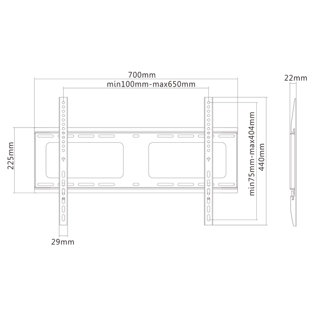 Puremount Wallmount Max VESA 600x400, 80kg 