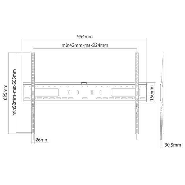 Puremount Wallmount Max VESA 900x600, 75kg 