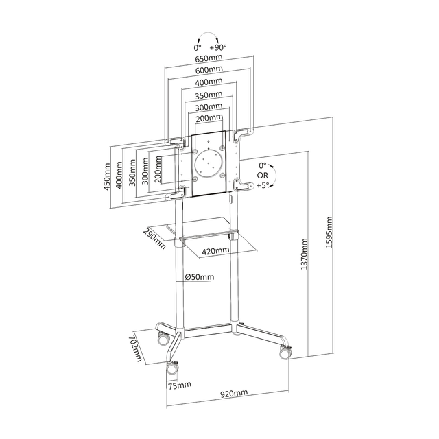 PureMounts Mobile TV Stand, black 